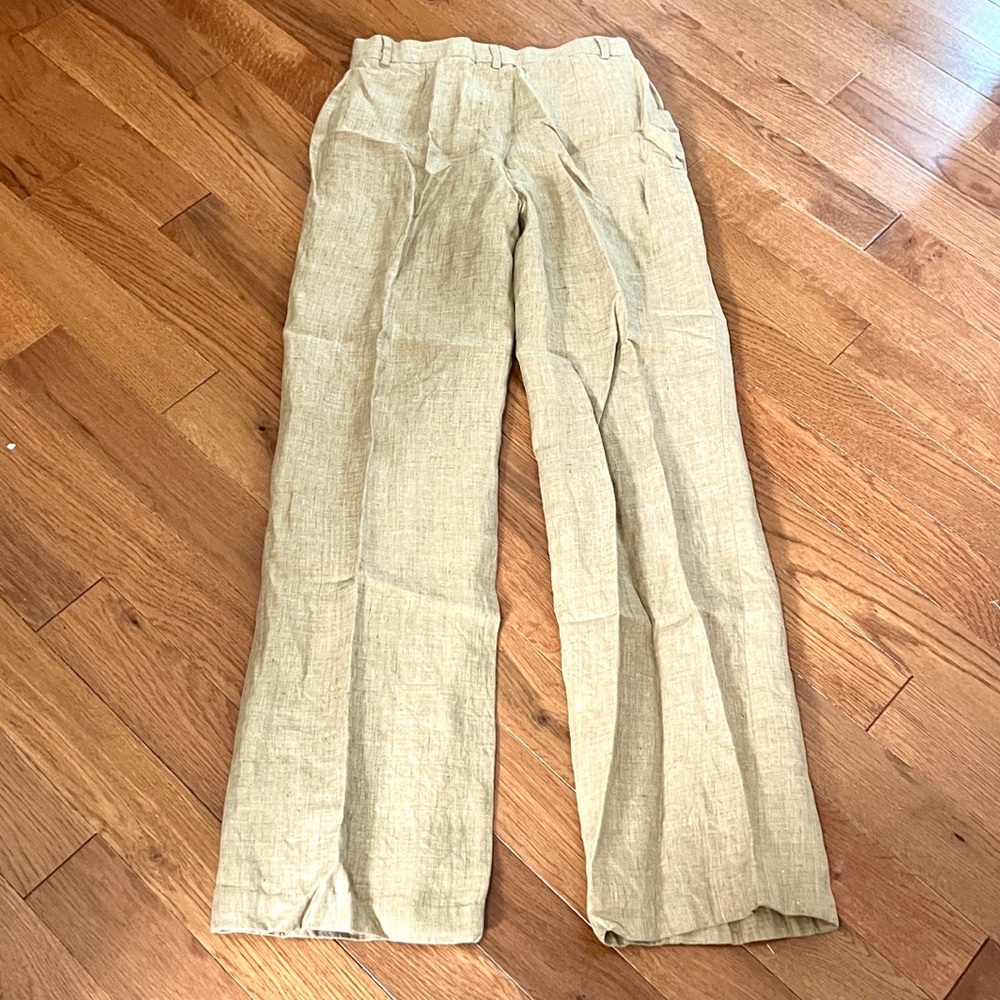 Giorgio’s Palm Beach 100% Linen Lined MidRise Trousers Beige Resort Luxury 29x30 - Picture 2 of 8